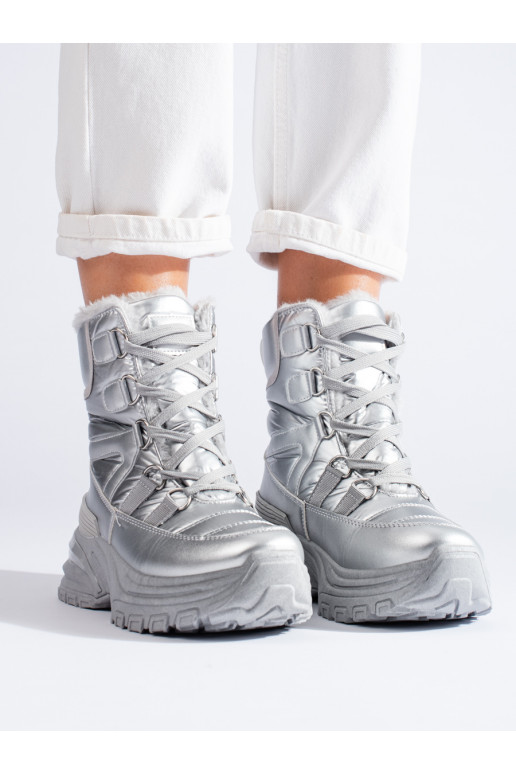 Dámské stříbrné sněhule s kožíškem Potocki