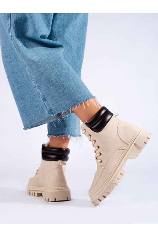 Béžové dámské traperky