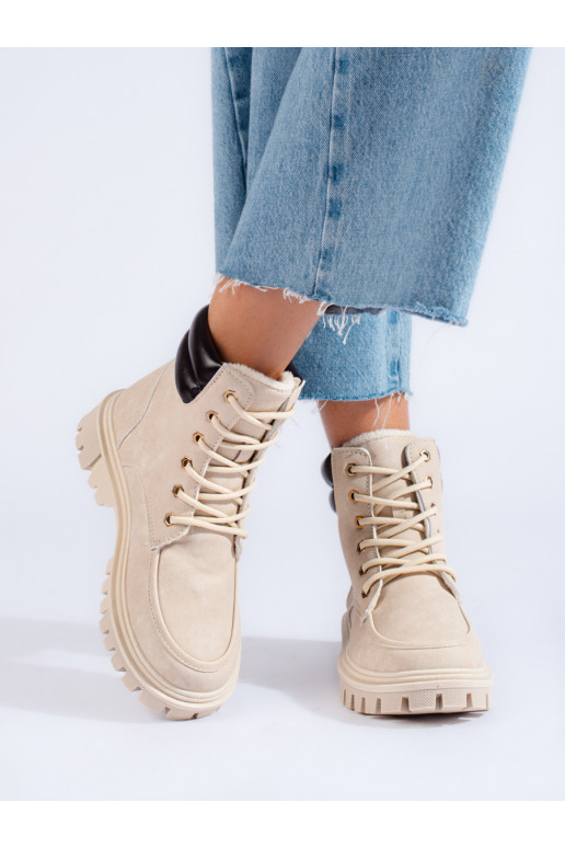 Béžové dámské traperky