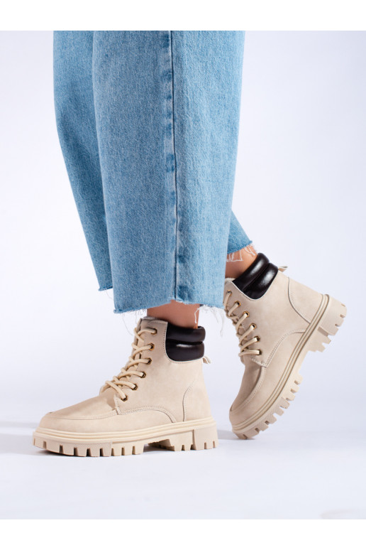 Béžové dámské traperky