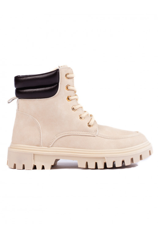 Béžové dámské traperky