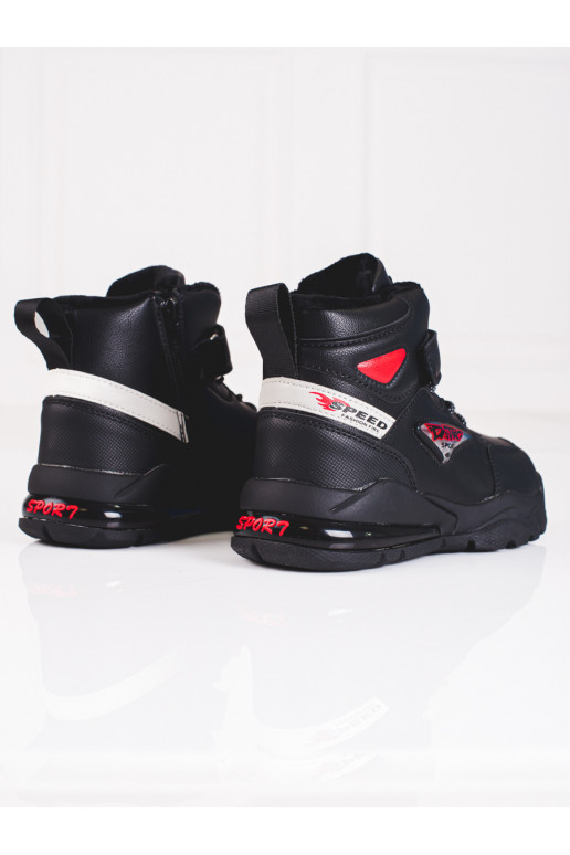 Šněrovací zateplené chlapecké boty černé