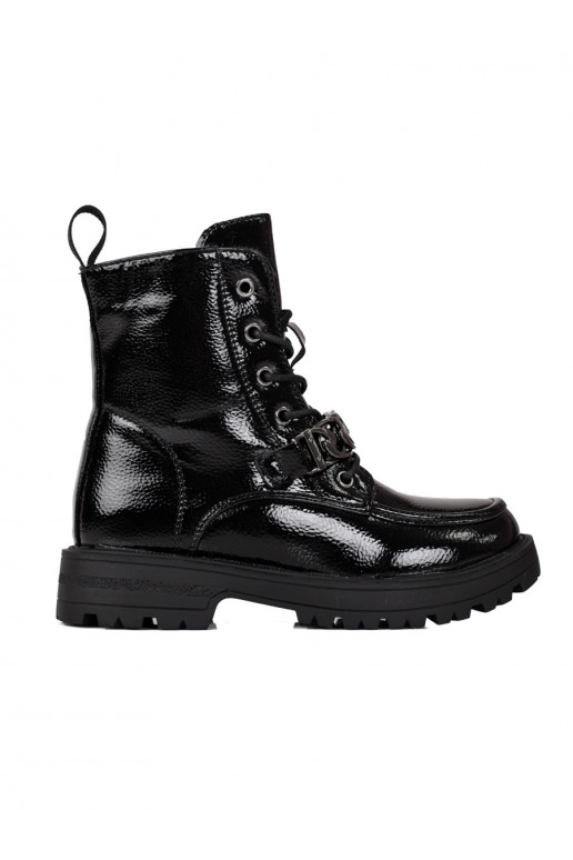 Černé šněrovací kotníkové boty dívčí