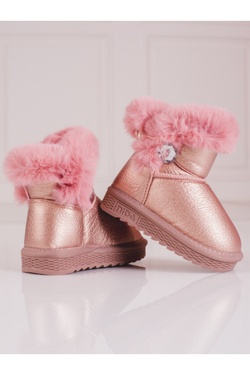 Dívčí sněhule s kožíškem růžové
