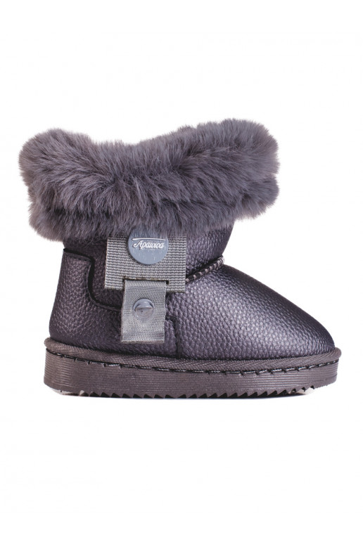 Dívčí šedé sněhule s kožíškem