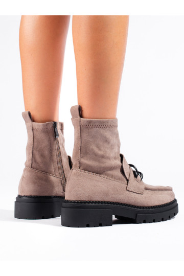 Béžové dámské kotníkové boty na platformě 2