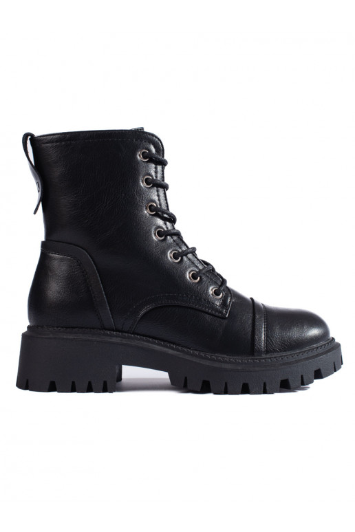 Dámské černé workery z eko kůže