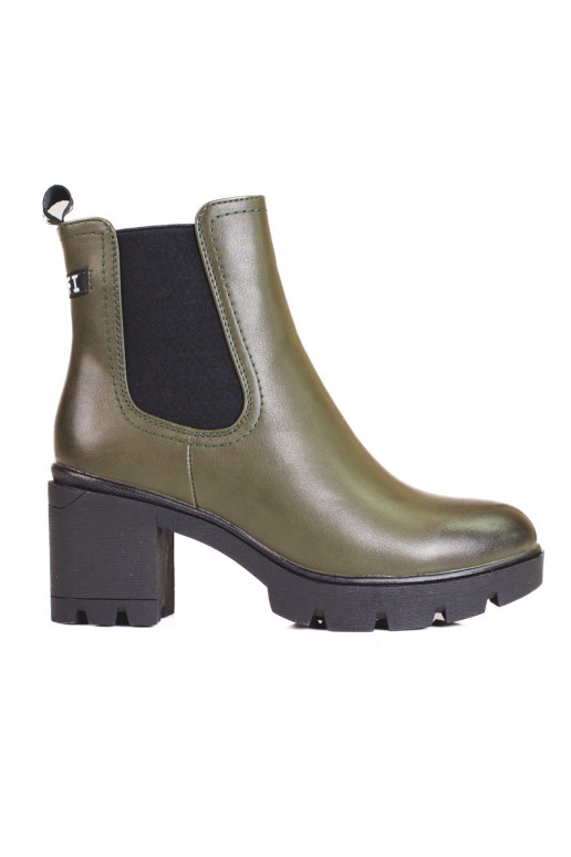 Štibletky dámské na sloupkovém podpatku zelené