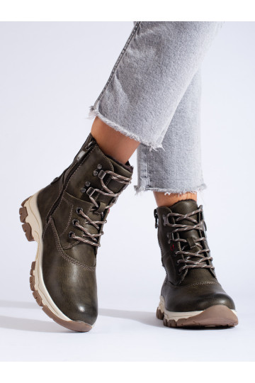 Šněrované dámské trapery s ozdobným zipem 2