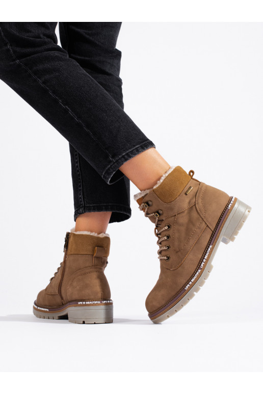 Hnědé dámské traperky