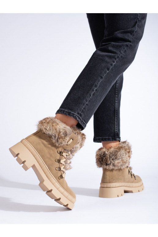 Traperky dámské s kožešinou hnědé