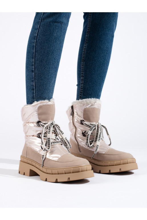 Béžové dámské sněhule s kožíškem