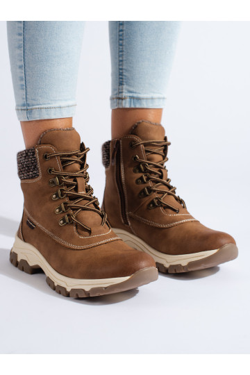 Dámské hnědí traperky na platformě 2