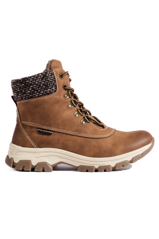 Dámské hnědí traperky na platformě