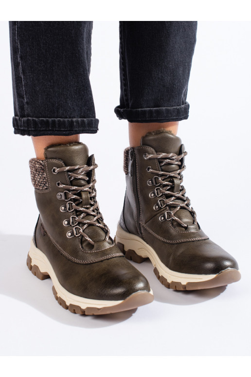 Hnědé dámské traperky na platformě