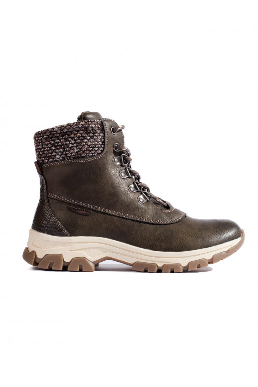 Hnědé dámské traperky na platformě