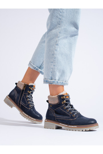 Tmavě modré dámské traperky 2