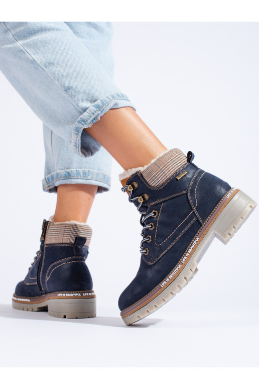 Tmavě modré dámské traperky