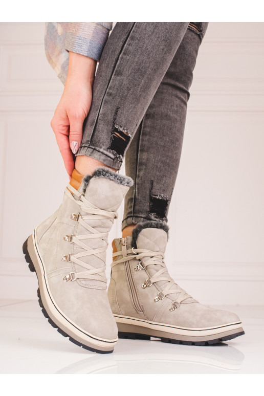 Dámské šedé traperky se zateplením