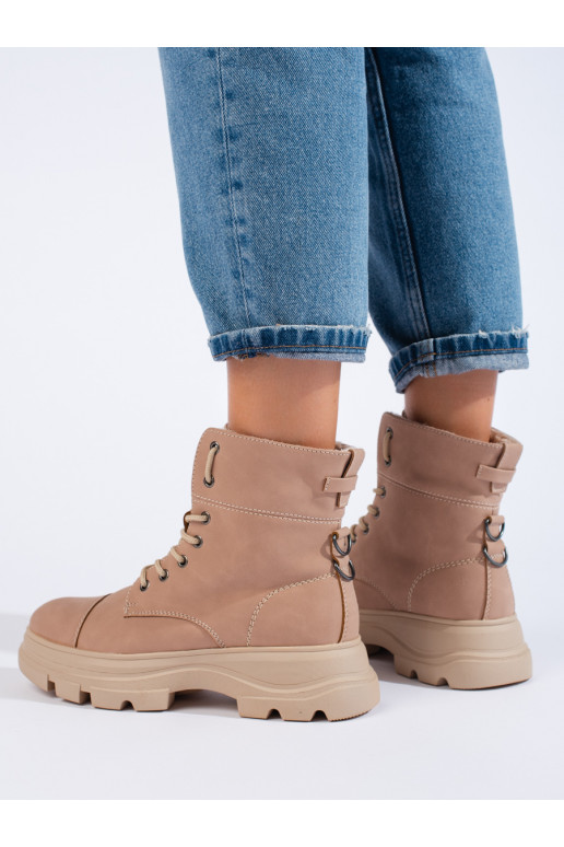 Dámské traperky na platformě růžové