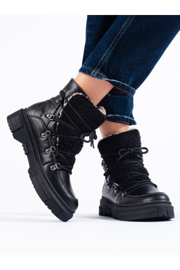 Černé sněhule dámské s kožešinou 2