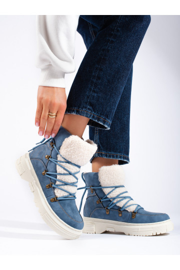 Modré sněhule dámské s kožešinou