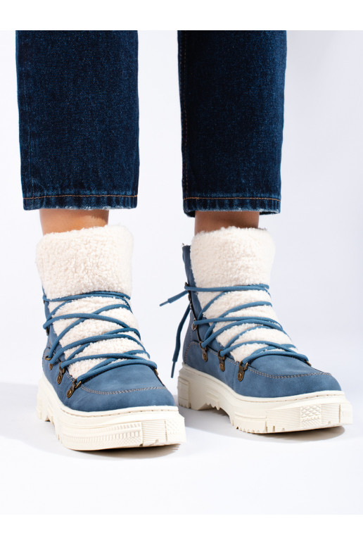 Modré sněhule dámské s kožešinou