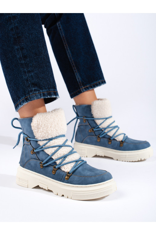 Modré sněhule dámské s kožešinou