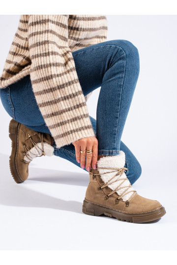 Hnědé sněhule dámské s kožešinou