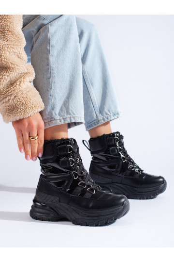 Černé dámské sněhule s kožíškem Potocki