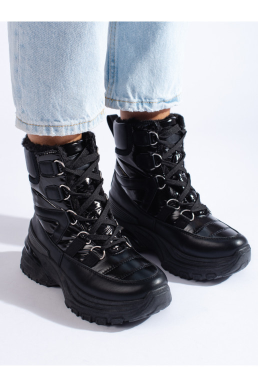 Černé dámské sněhule s kožíškem Potocki