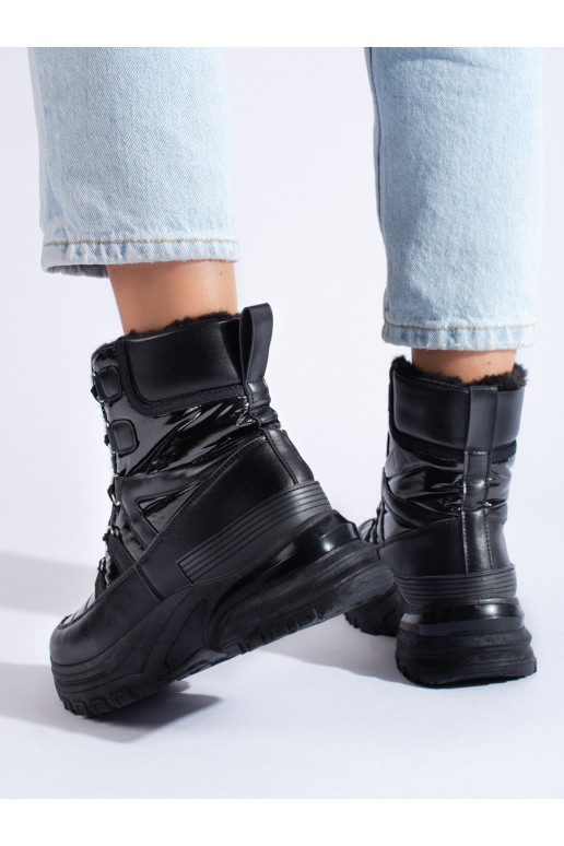 Černé dámské sněhule s kožíškem Potocki