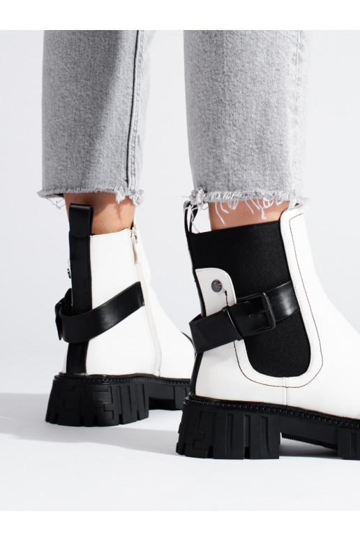 Dámské bílé štibletky na platformě