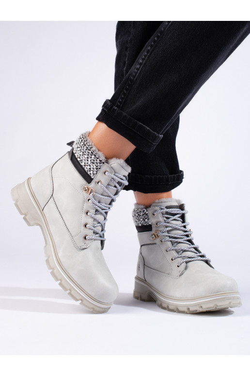 Dámské šedé trapery s kožešinou