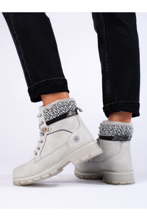 Dámské šedé trapery s kožešinou