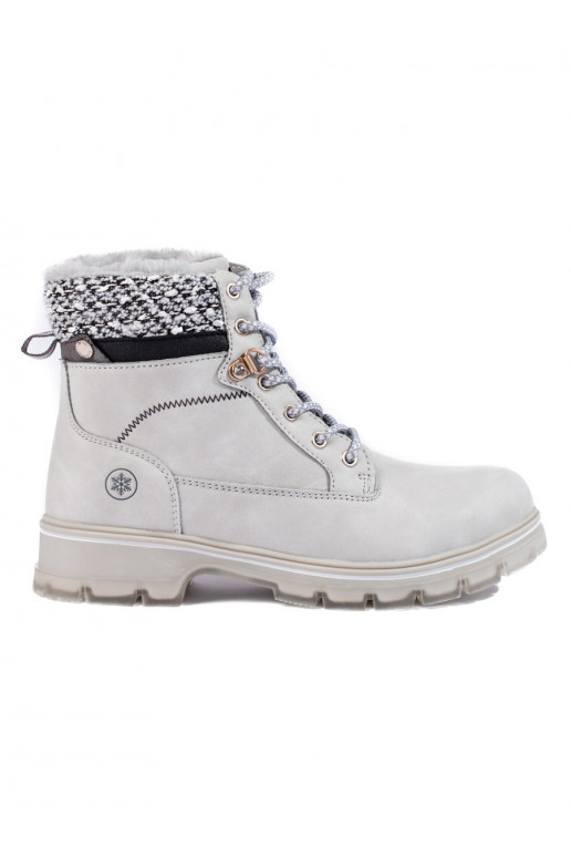 Dámské šedé trapery s kožešinou