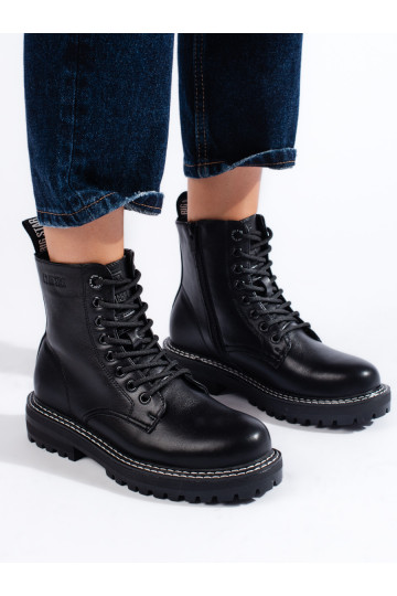 Černé šněrovací boty dámské BIG STAR KK274538