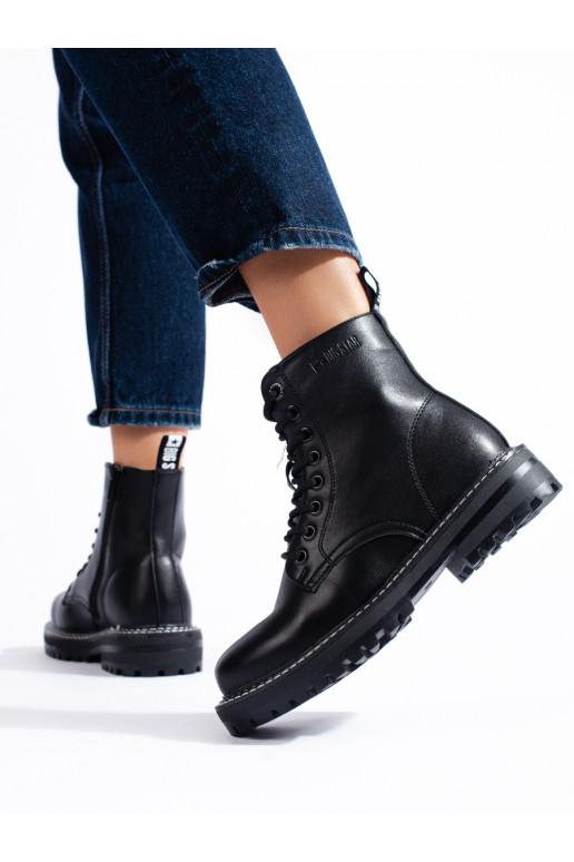 Černé šněrovací boty dámské BIG STAR KK274538