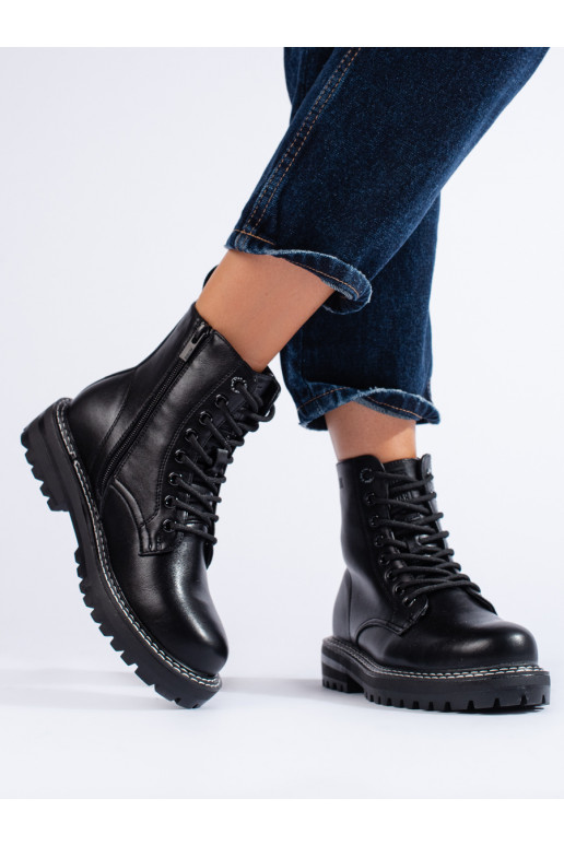 Černé šněrovací boty dámské BIG STAR KK274538