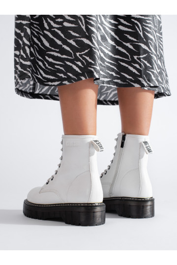 Dámské bílé šněrovací kotníkové boty BIG STAR KK274536 2