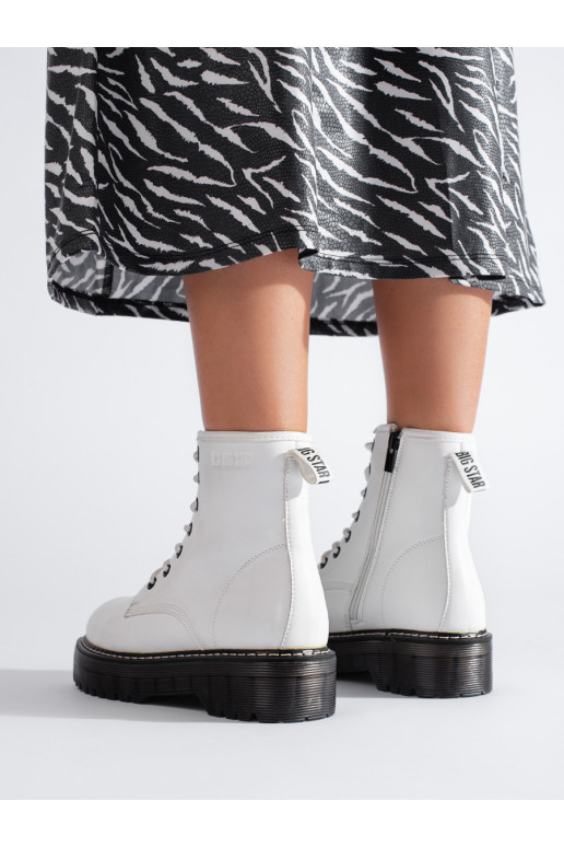 Dámské bílé šněrovací kotníkové boty BIG STAR KK274536