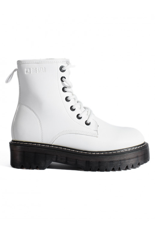 Dámské bílé šněrovací kotníkové boty BIG STAR KK274536