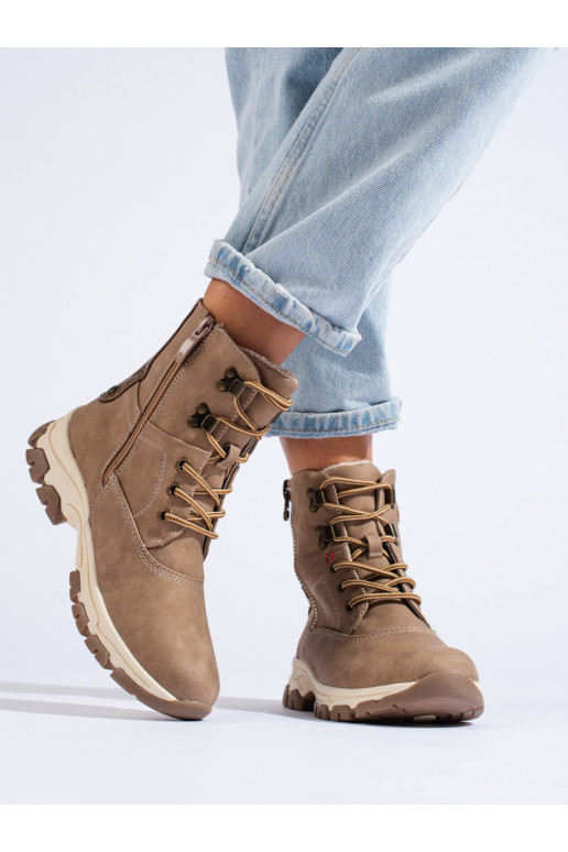 Šněrované dámské trapery s ozdobným zipem