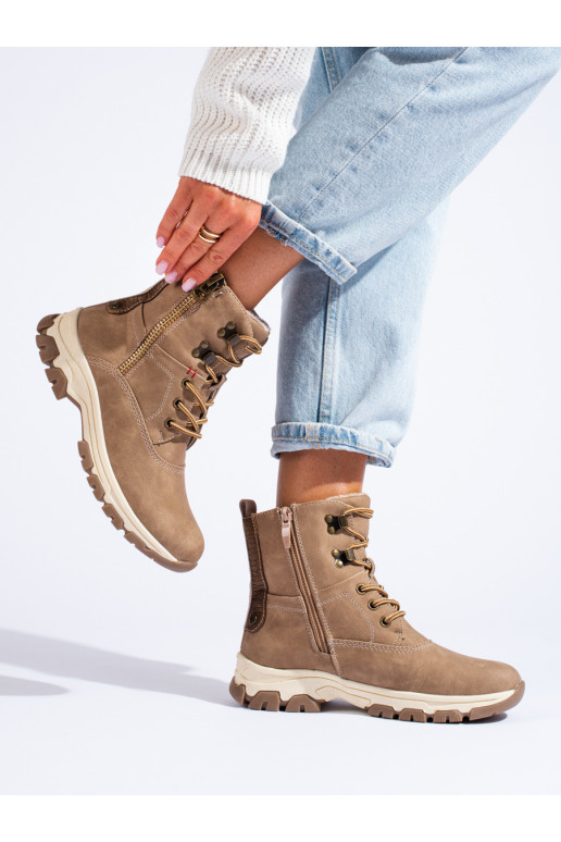 Šněrované dámské trapery s ozdobným zipem