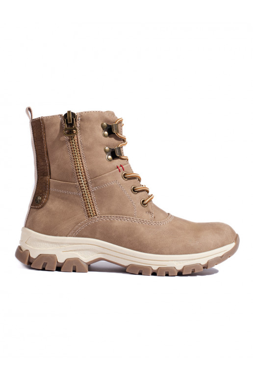 Šněrované dámské trapery s ozdobným zipem