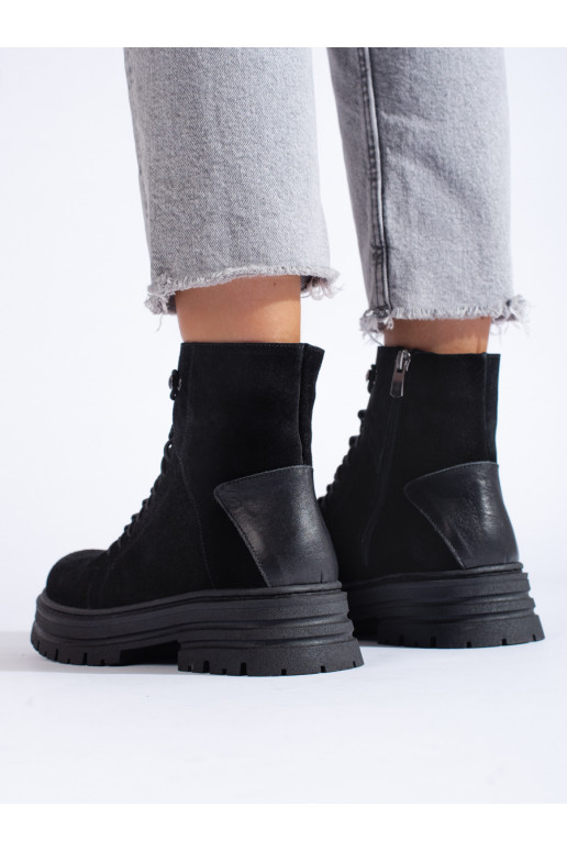 Černé kožené trapery