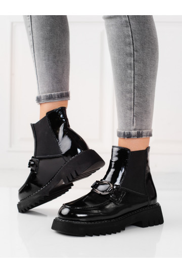 Dámské kožené kozačky na platformě 2