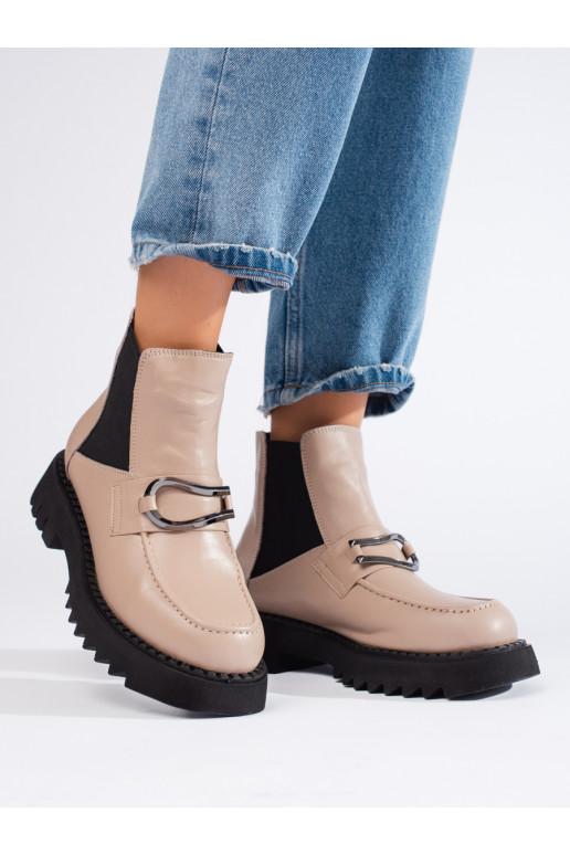 Dámské kožené kozačky na platformě