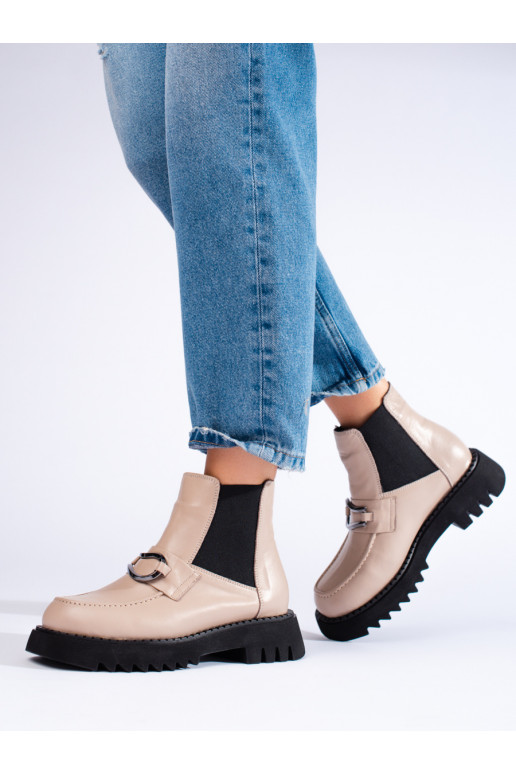 Dámské kožené kozačky na platformě