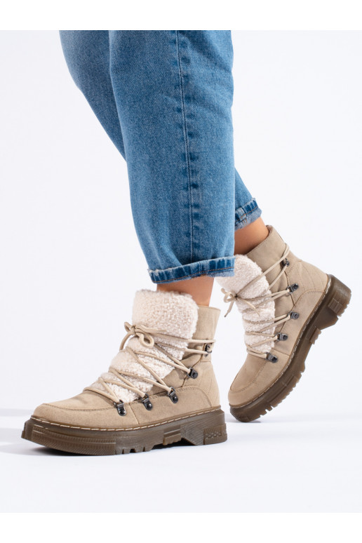 Sněhule dámské béžové s kožešinkou